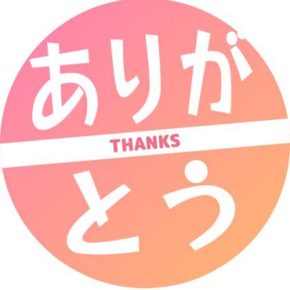 丸枠帯付きのありがとうスタンプ